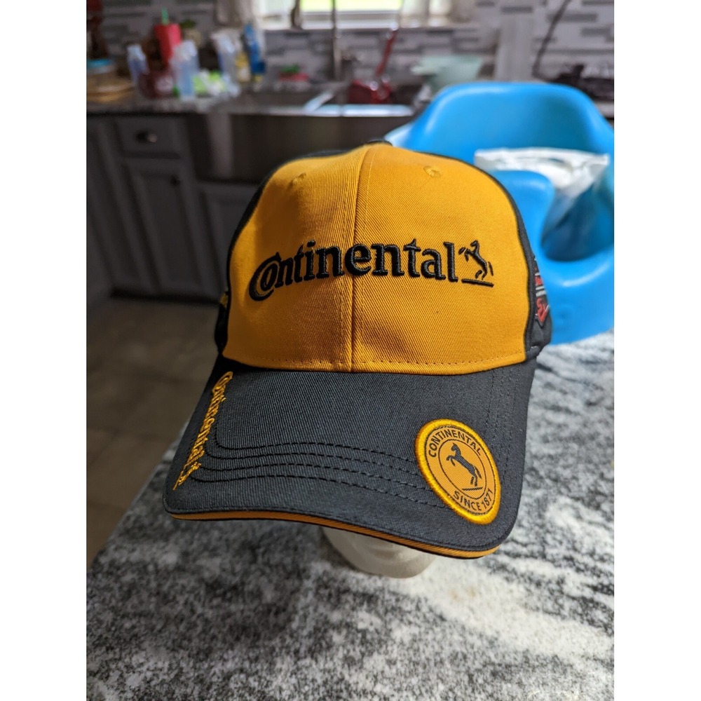 Continental Tires Racing Black & Yellow Truckers Ball Cap Hat Strap Back
